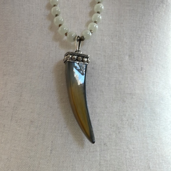 Bone and Stone Statement Necklace - Picture 2 of 5